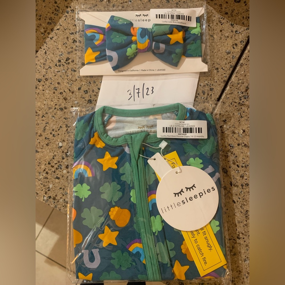 NIB Little Sleepies Lucky Luxe Bow Head and and Lucky Zippy 🍀